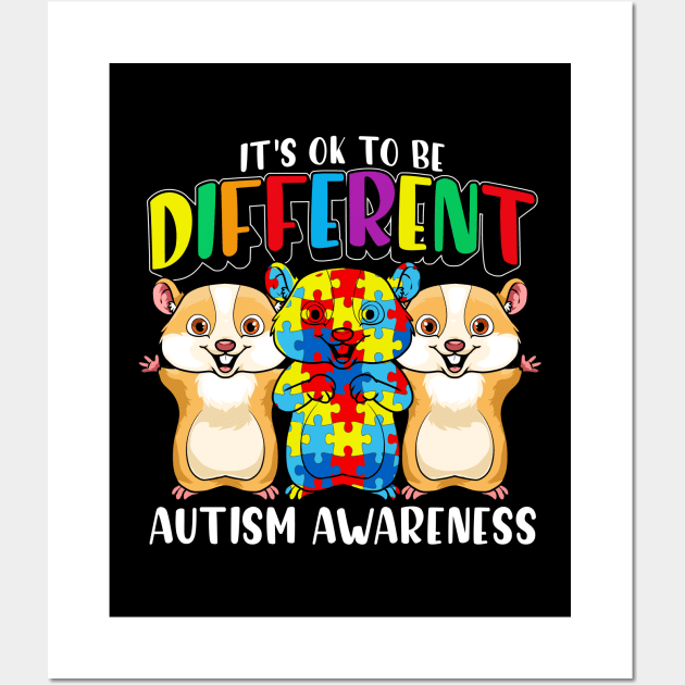 Colorful It's OK To Be Different Autism Awareness Wall Art by theperfectpresents